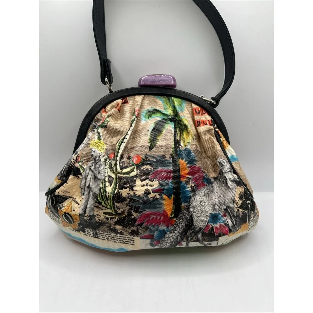 Furla Talenthub Leitmotif Cloth Handbag Multicolor Purple Buckle Limited Edition